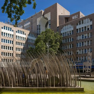 Stainless steel figure group on Bertha-von-Suttner-Platz entitled The Island by Horst Antes,