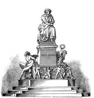 Beethoven monument in Vienna, Austria, in 1880, historical, digital reproduction of an original