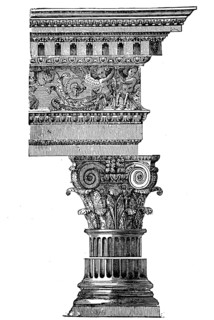 Architecture, Corinthian column, Historical, digital reproduction of an original from the 19th