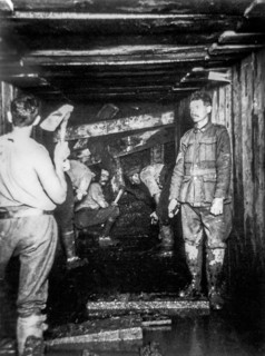 WWI miners of the 1st Australian Tunnelling Company excavating dug-outs for headquarters in the