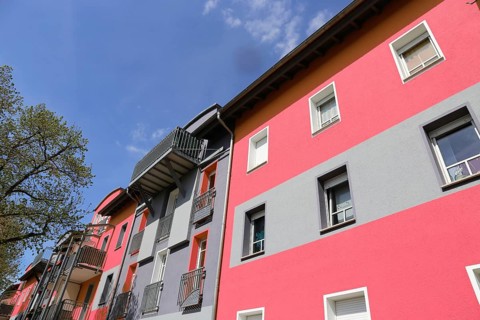 Residential building with modern facade painting Kaiserslautern, Rhineland-Palatinate