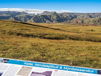 View of glacier Myrdalsjökull, road to Pakgil, Iceland, Europe