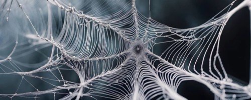 Network of interconnected shapes inspired by the structure of spider silk representing strength and