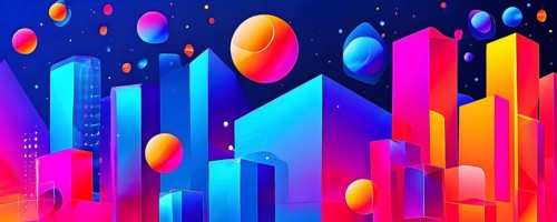 Modern abstract cover template with vibrant perspective 3d geometric prism shapes, AI generated
