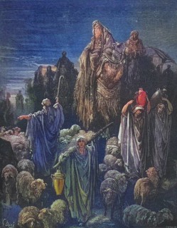 Engraving from the Dore Bible illustrating Genesis xlvi 5 to 7 Jacob goes to Egypt by Gustave Dore