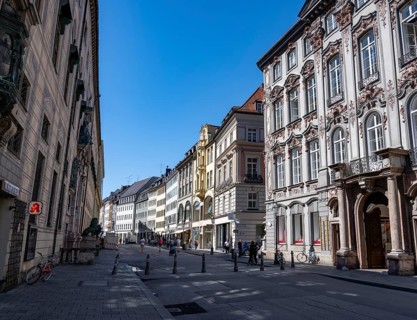 Preysing Palace and historic houses in Residenzstraße, Old Town, Munich, Upper Bavaria, Bavaria,