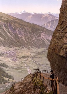 Gemmipass und Leuk im Wallis in der Schweiz / Gemmi-Route and Leuk, Valais, Alps of, Switzerland,