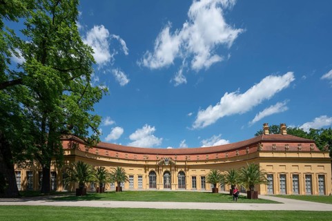 Orangery, built around 1704, palace gardens, Erlangen, Middle Franconia, Bavaria, Germany, Europe