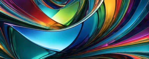 3d rendering of vibrant colored abstract changing glass design in an ornament structure, AI