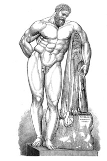 Carnesian Hercules, demigod from Greece, after a statue from Naples, illustration from 1880,