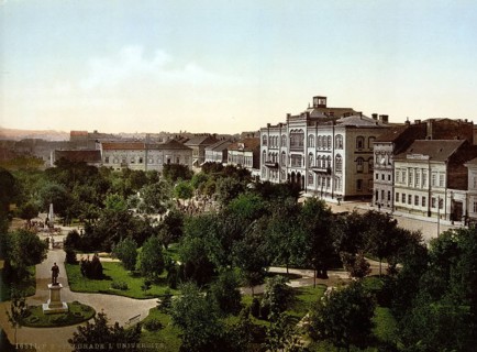 University in Belgrade, Serbia, around 1895, Historical, digitally restored reproduction from a