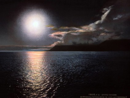 Midnight Sun in Advent Bay, Spitsbergen, around 1895, Historic, digitally restored reproduction