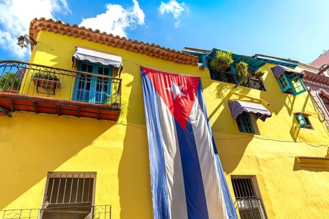 Scenic colorful Old Havana streets in historic city center of Havana Vieja near Paseo El Prado and