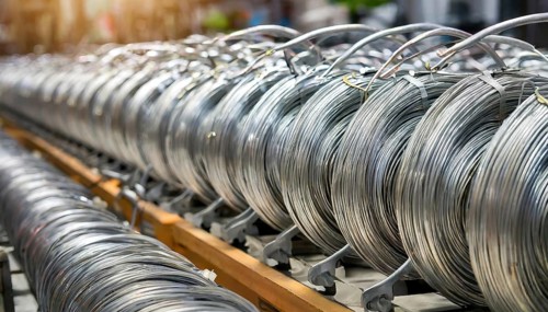 Metal, material, various stainless steel wires on a roll