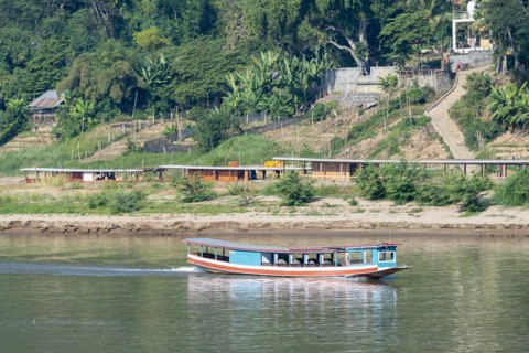 View over the Mekong at Luang Prabang, Luang Prabang province, Laos, Asia