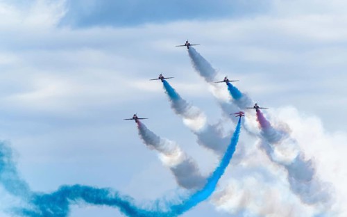 Red Arrows, Royal Air Force Aerobatic Team, Airshow 2024, Teignmouth, Devon, England, United