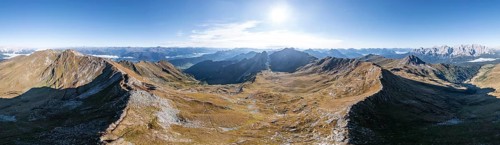 Alpine panorama, aerial view, Carnic High Trail, Carnic main ridge, Carnic Alps, Carinthia,
