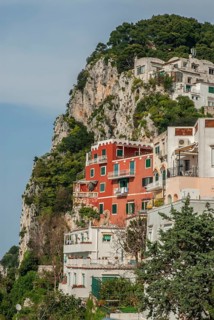 Houses up the mountain in Capri town, Capri island, Campania, Italy, Europe