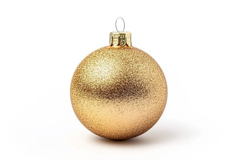 Single golden Christmas bauble ornament on white background. Generative Ai, AI generated