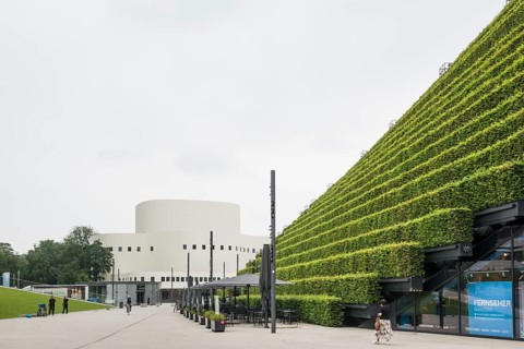Playhouse and green office building Kö-Bogen II, Düsseldorf, Rhineland, North Rhine-Westphalia,