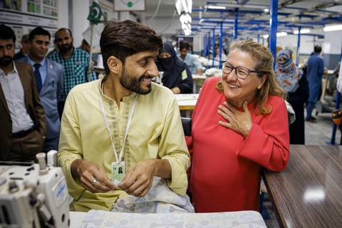 Svenja Schulze (SPD), Federal Minister for Economic Cooperation and Development, visits the textile