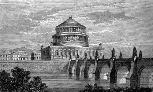 Tomb of Hadrian, Castel Sant'Angelo, in Rome, Italy, in 1880, Historical, digital reproduction of