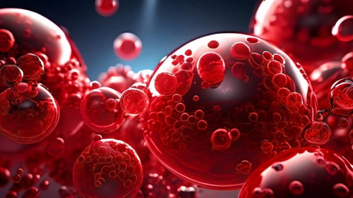 3d illustration of human red blood cells suspended in plasma, AI generated