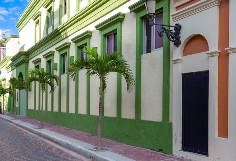 Mexico, Mazatlan, Colorful old city streets in historic city center, Central America
