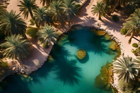 Oasis nestled in the heart of the arabian desert, AI generated