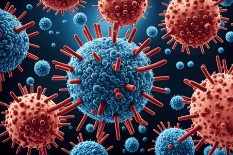 Virus invading human cells, ai generated, AI generated