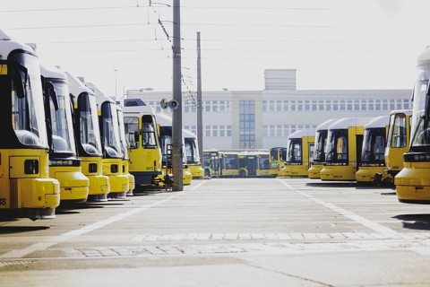 Trams of the Berlin transport company BVG are parked at the Lichtenberg depot in Berlin, 29