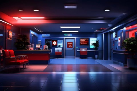 Emergency room entrance at night, ai generated, AI generated