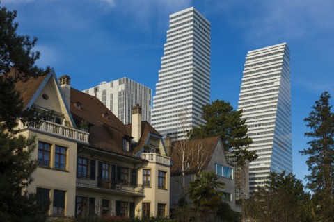 Roche Towers, architects Herzog and de Meuron, Basel, Canton of Basel-Stadt, Switzerland, Europe