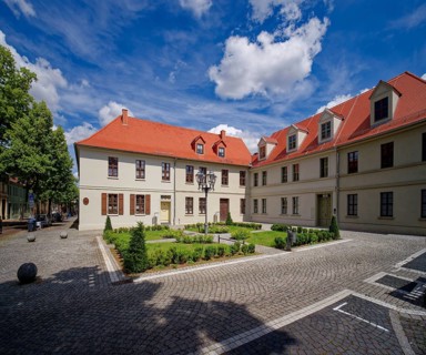 Architectural complex Wallstraße on Bachplatz, standardised 18th century building style, Köthen,
