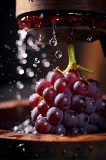 Grape cluster, vine, grape, cluster, close up, detail, traditional, wine press, AI generated