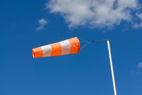 Airbag, windsock, wind vane, blue sky, clouds, Baden-Württemberg, Germany, Europe
