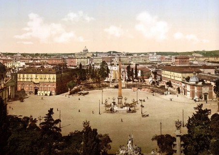 Panorama vom Pincio, Rom, Italien / Panorama from the Pincian, Rome, Italy, Historic, digitally
