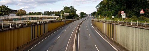 Empty A 40 motorway, full closure due to construction work until November 2024, Bochum, North