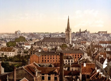 General view of Louvain, Leuven in the Flanders region, Belgium, ca 1895, Historical, digitally