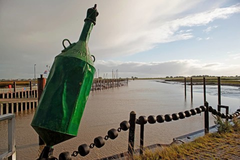 Low water, Ems, silt inflow, ferry harbour, Petkum, East Frisia, Germany, Europe