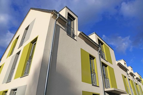 Residential building with modern facade painting Ludwigshafen, Rhineland-Palatinate