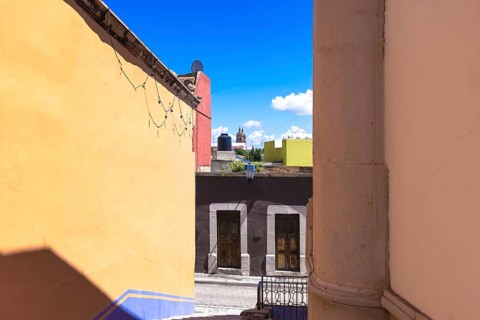 Durango, Mexico, colonial colorful city center near central Plaza de Armas and Cathedral Basilica,