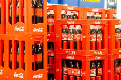 February 2024: Coca-Cola crates in the supermarket