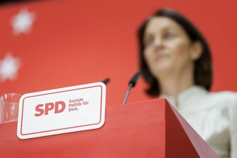 Katarina Barley, SPD lead candidate for the 2024 European elections, at a press conference