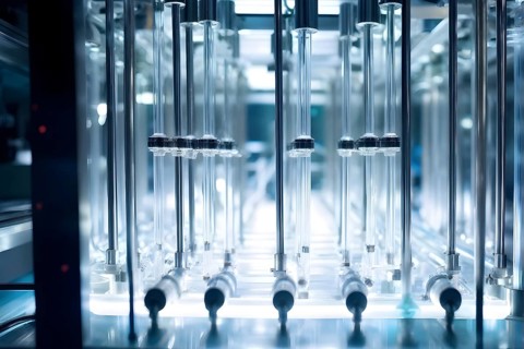 Mechanized pharmaceutical bioreactor in a manufacturing laboratory, AI generated