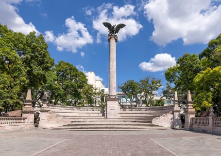 Mexico, Aguascalientes Exedra Column and amphitheatre in Plaza de la Patria in Zocalo historic city