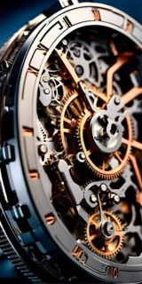 AI generated mechanical watch close up with shimmering digital component