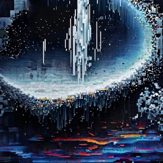 Abstract 3d pixel art technology themed pattern featuring random mosaic in vibrant hues, AI