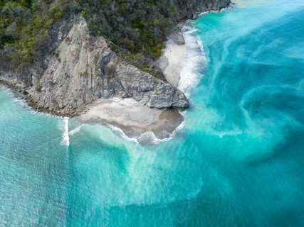 Aerial view, tropical island in the turquoise ocean, Tortuga Island, Puntarenas, Costa Rica,