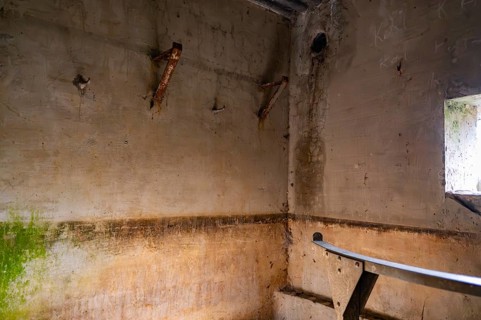 Bunker from inside, Bunker Cheneux, bright, light, 2nd World War, built 1933-1936, Ardennes